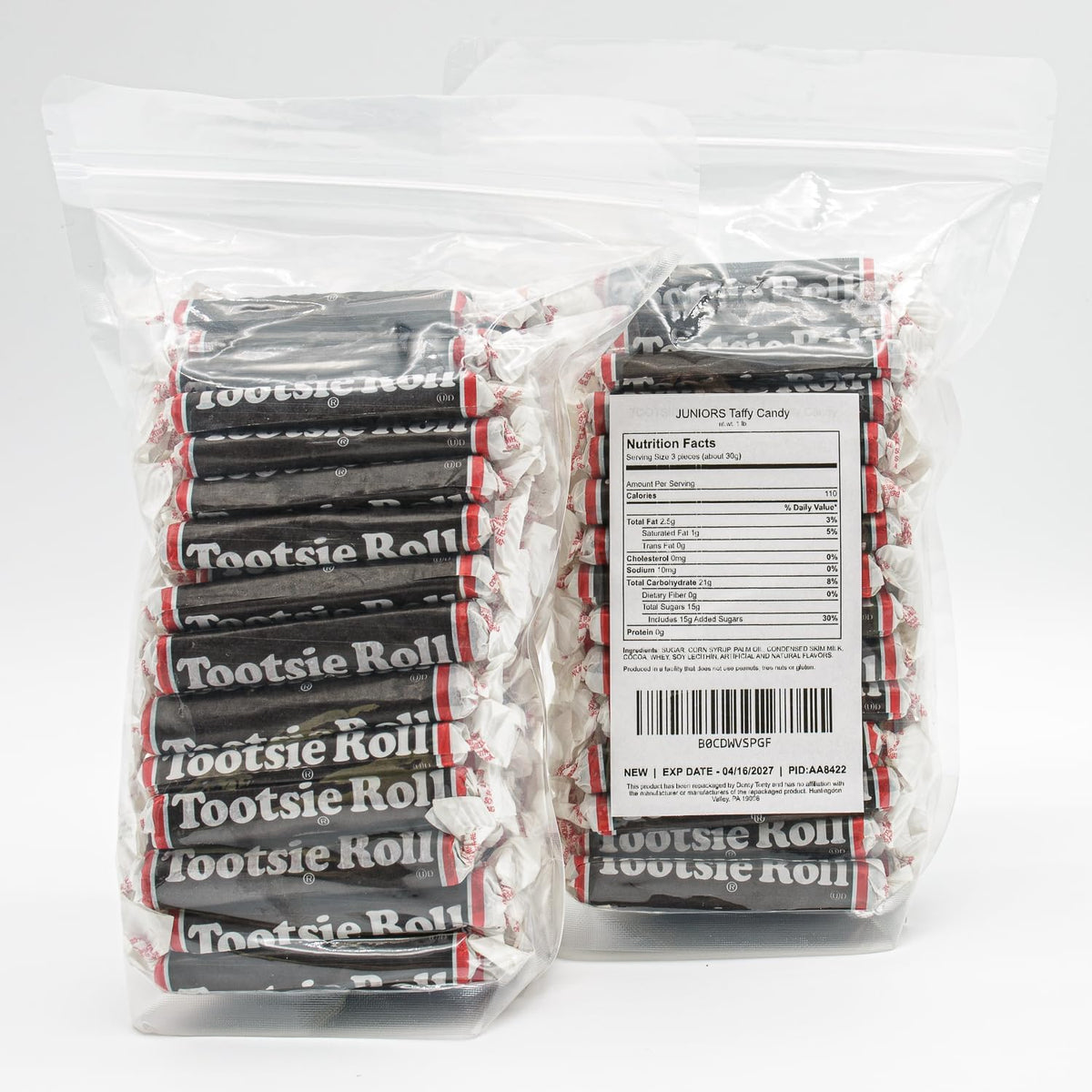 Donty Tonty Juniors Long Taffy Candy individually wrapped chocolate piece