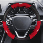 Sport Grip Style Dark Red Leather Steering Wheel Cover,Black ,Universal Fit 14.5-15.25 inch Steering Wheel - Image 12