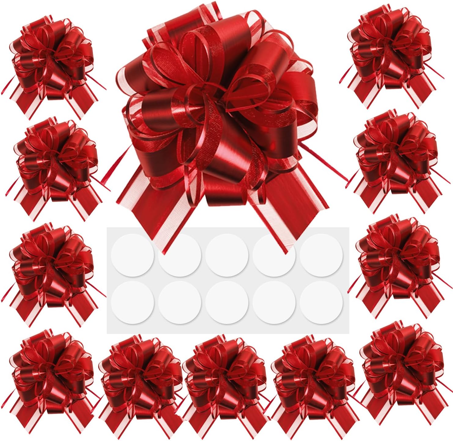 Aphumedc pull bows for gift wrapping front view of assembled red ribbon