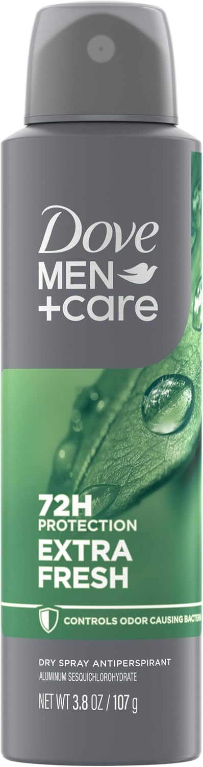 Dove Men+Care extra fresh dry spray antiperspirant front view bottle