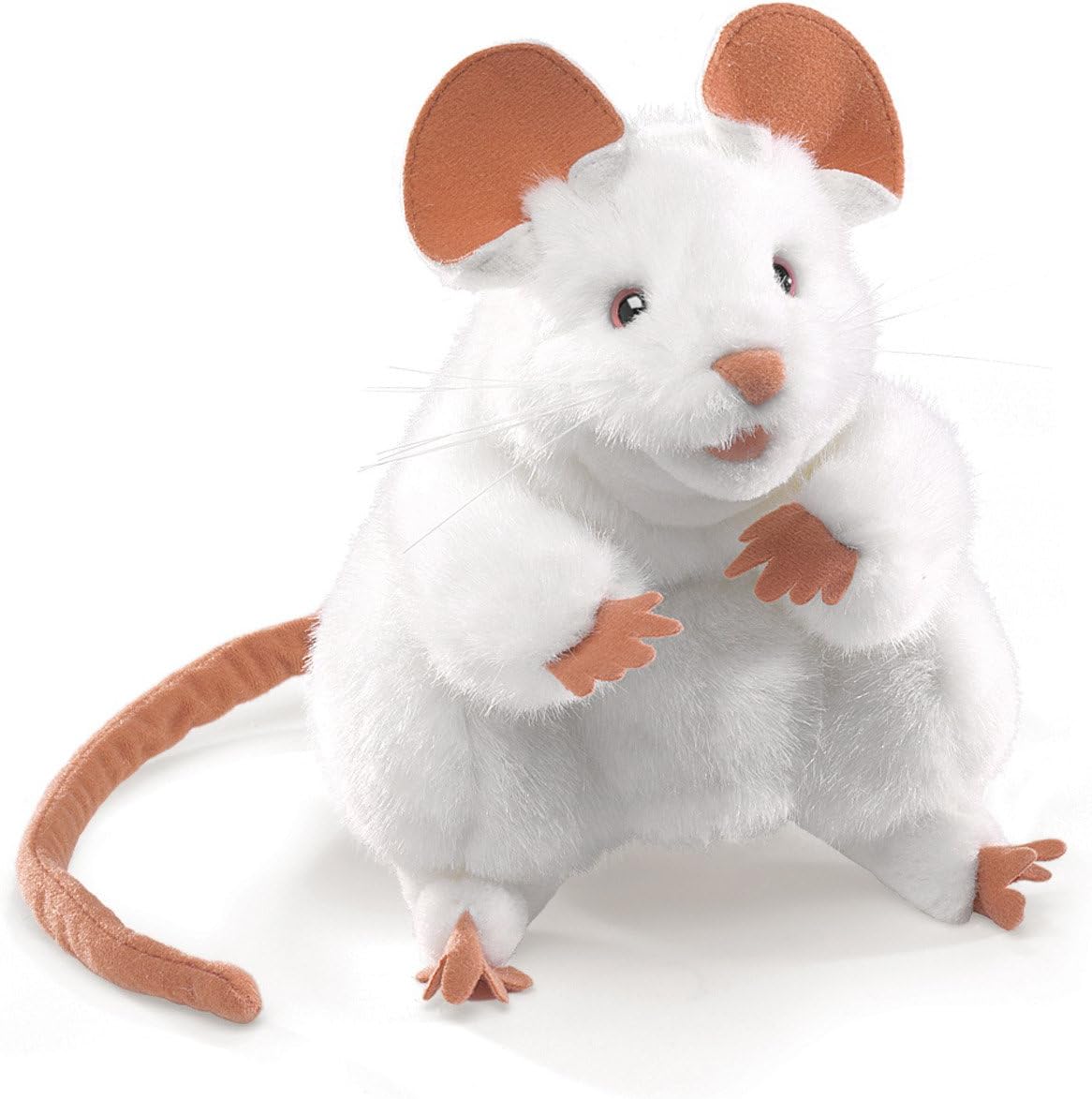 Folkmanis white mouse hand puppet front view