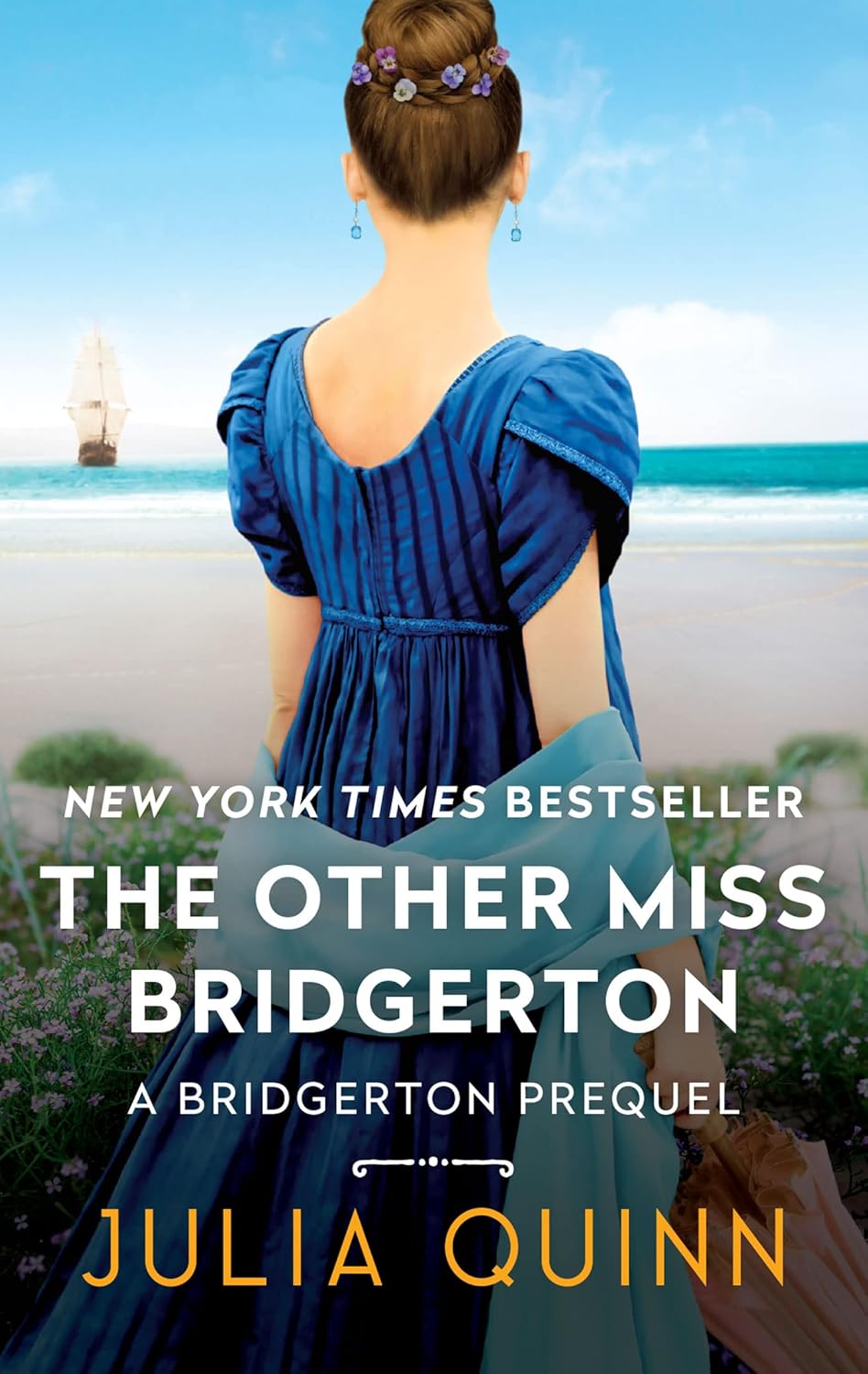 Julia Quinn The Other Miss Bridgerton Rokesbys Book 3 front cover artwork showing a royal blue Regency dress.