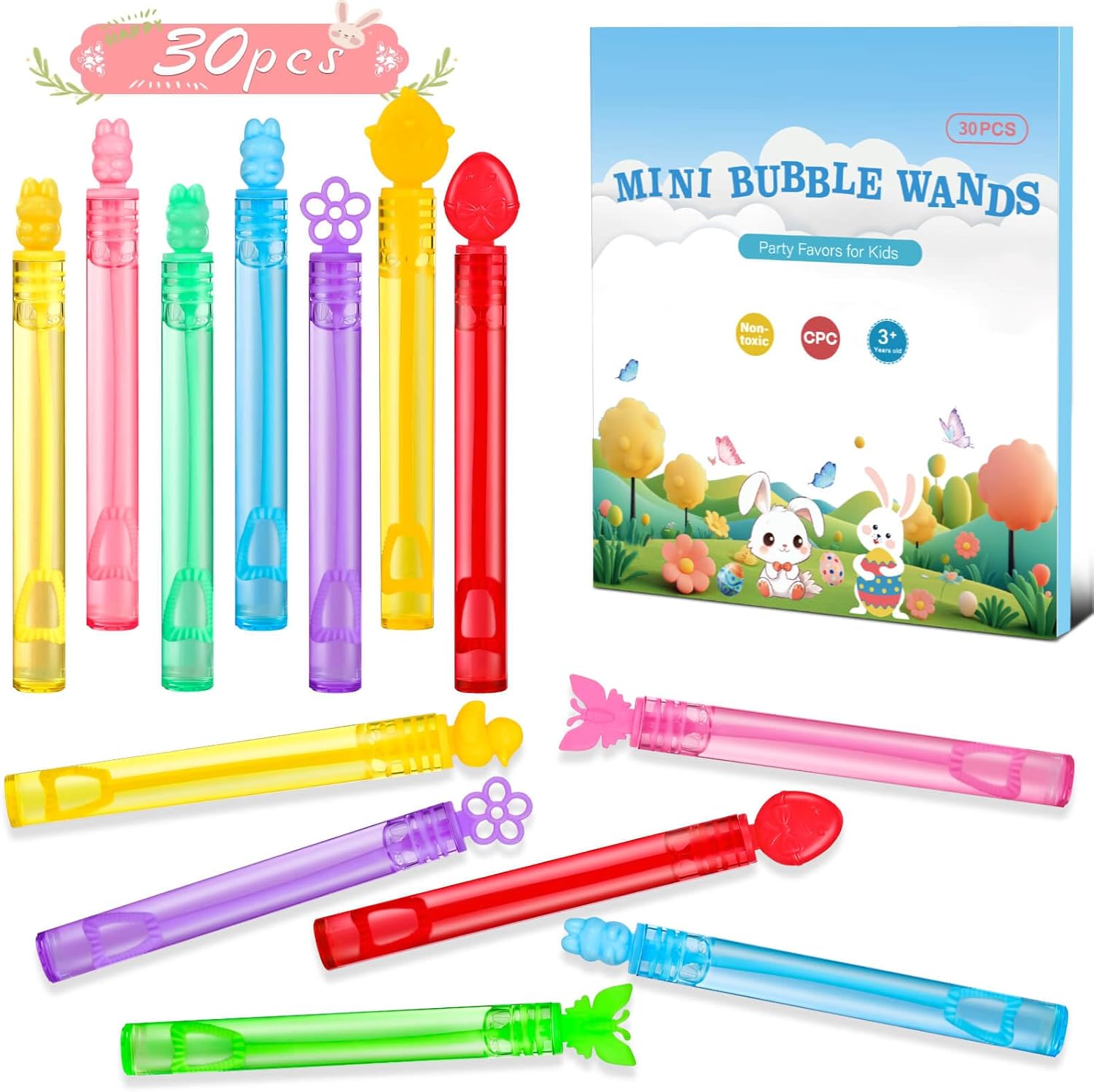 Genuvi Easter party favors mini bubble wands front view