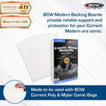 BCW comic backing boards stack showing thickness and material