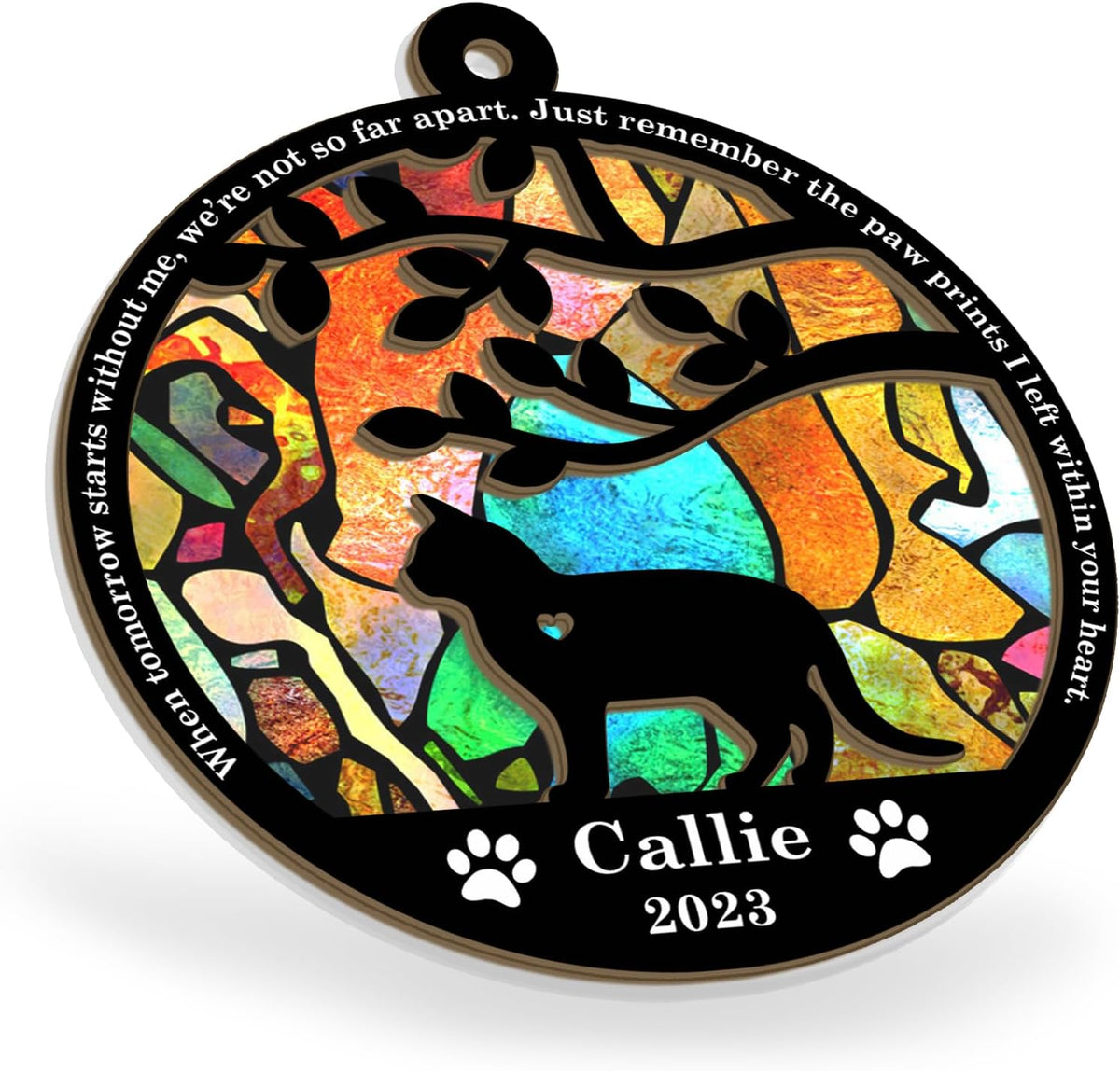 Alpadil And Co custom cat memorial ornament packaged with gold ribbon