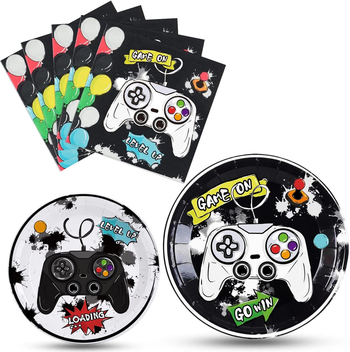 Wernnsai video game birthday party supplies set front view
