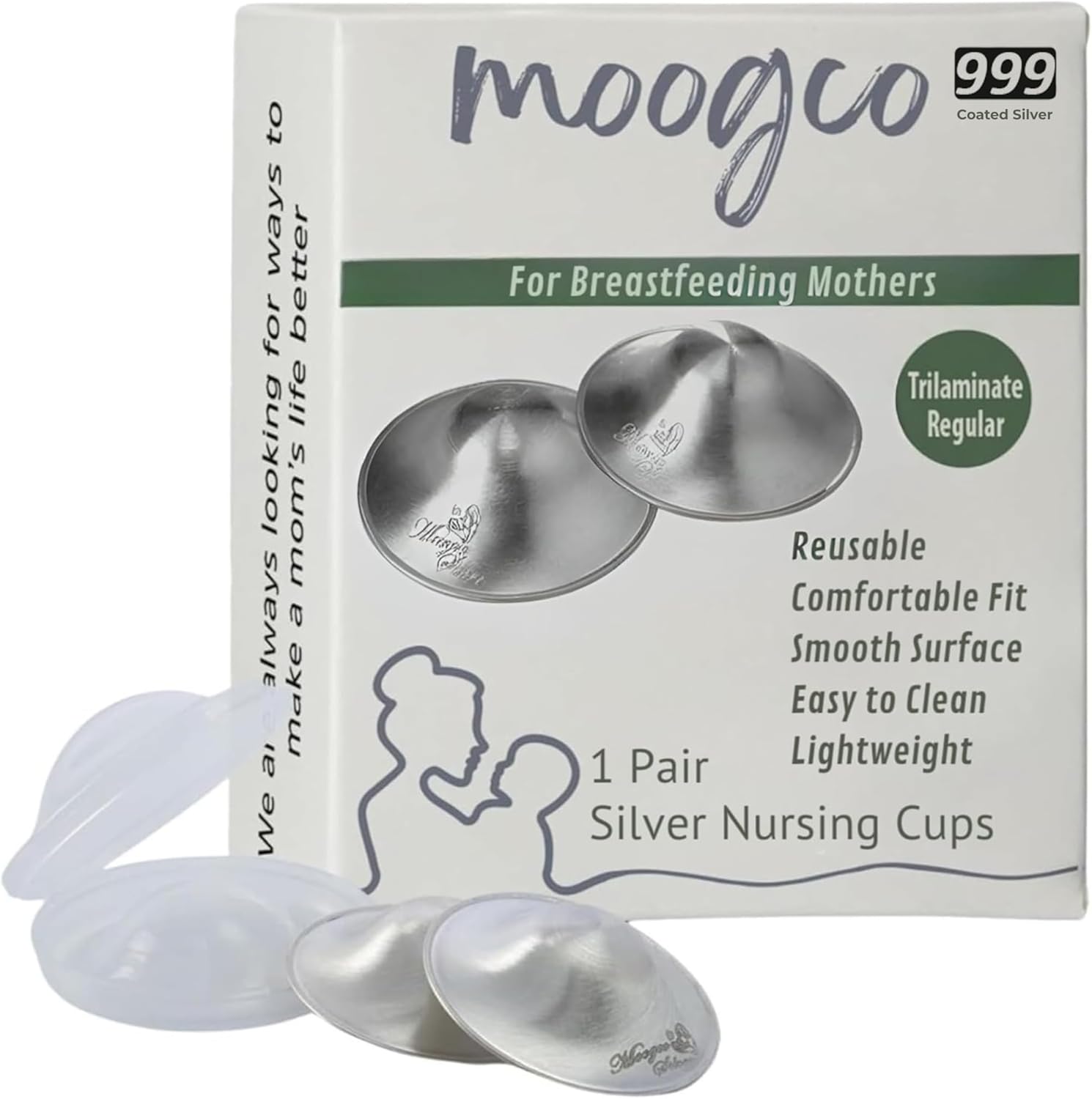 Moogco The Original Silver Nursing Cups front view