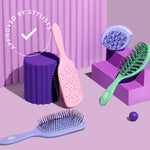 Wet Brush Go Green Mini Detangler Purple top angle view for hair care