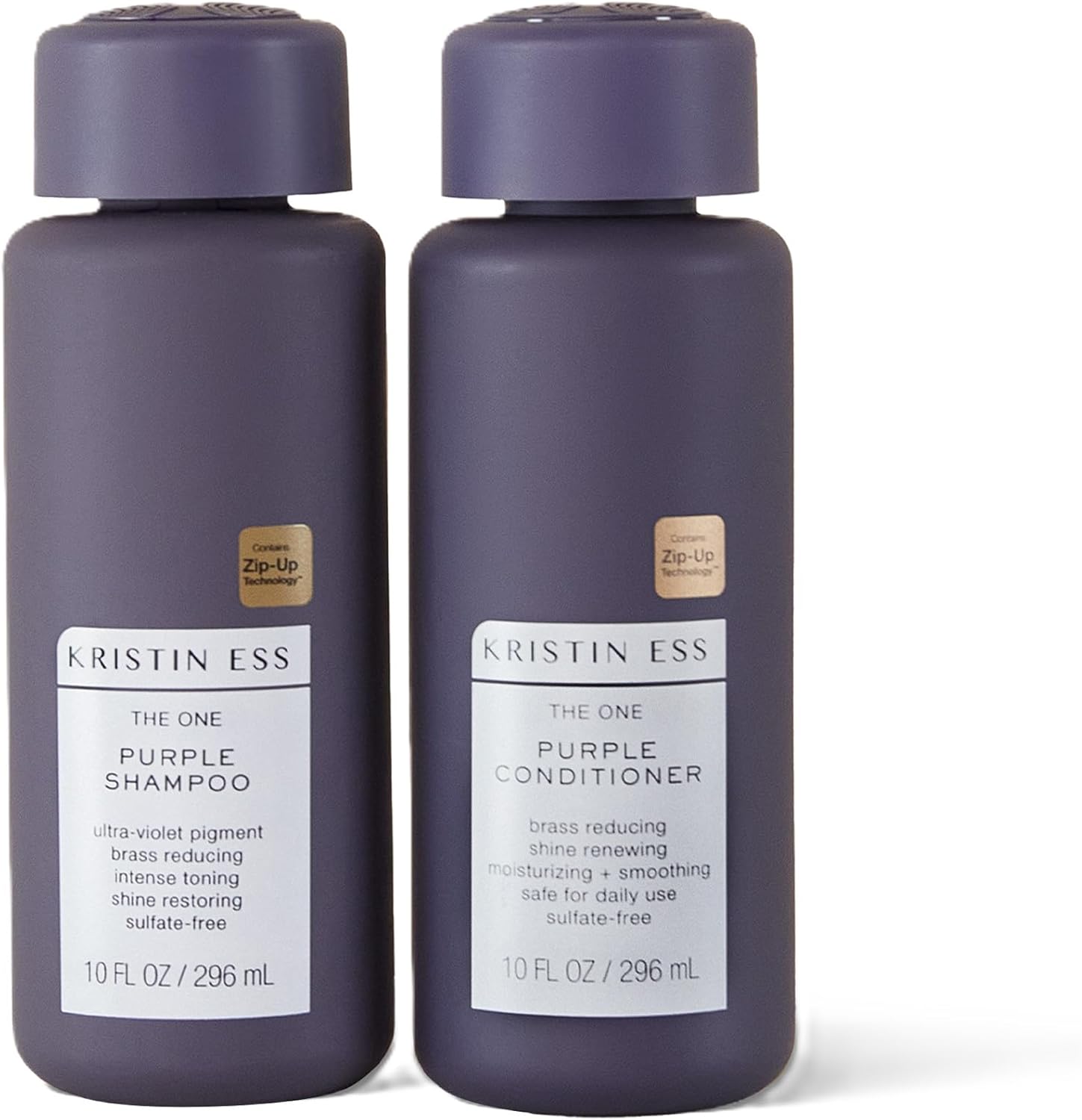 Kristin Ess Hair Purple Shampoo and Conditioner Set for Blonde, Brunette, Silver + Gray Hair, Anti Brass + Yellow Tones, Safe for Color Treated Hair, Sulfate Free Toning Shampoo Conditioner - Image 1