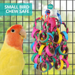 Durable plastic core with twenty four peelable bird bagel rings.