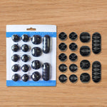 Waitiee cable organizer clips attached to a wooden office desk