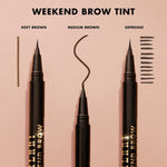 Close up of the water resistant liquid eyebrow tint in the shade 120 Soft Brown.