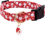 Faygarsle red dog collar front view with Santa Claus pattern
