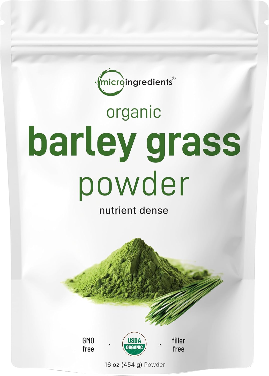 Micro Ingredients organic barley grass powder front view packaging