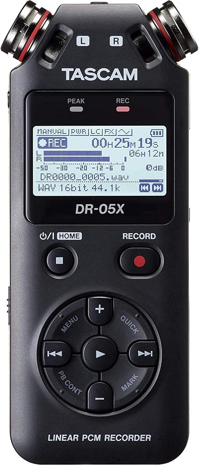 Tascam DR-05X Stereo Handheld Digital Audio Portable Recorder and USB Audio Interface, Pro Field, AV, Music, Dictation Recorder - Image 1