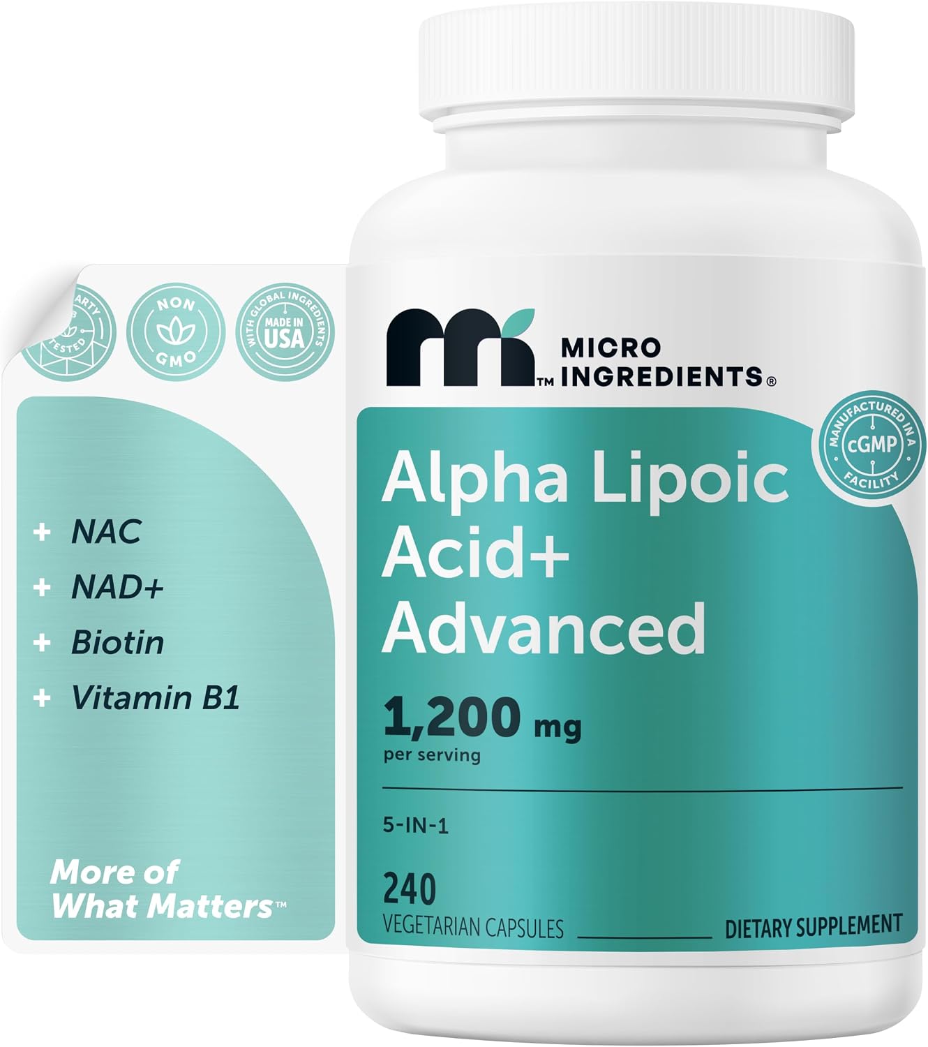 Micro Ingredients Alpha Lipoic Acid front view bottle