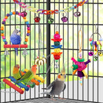 YIXUND pet bird swing featuring metallic hanging bells and multi color rings for small parrots