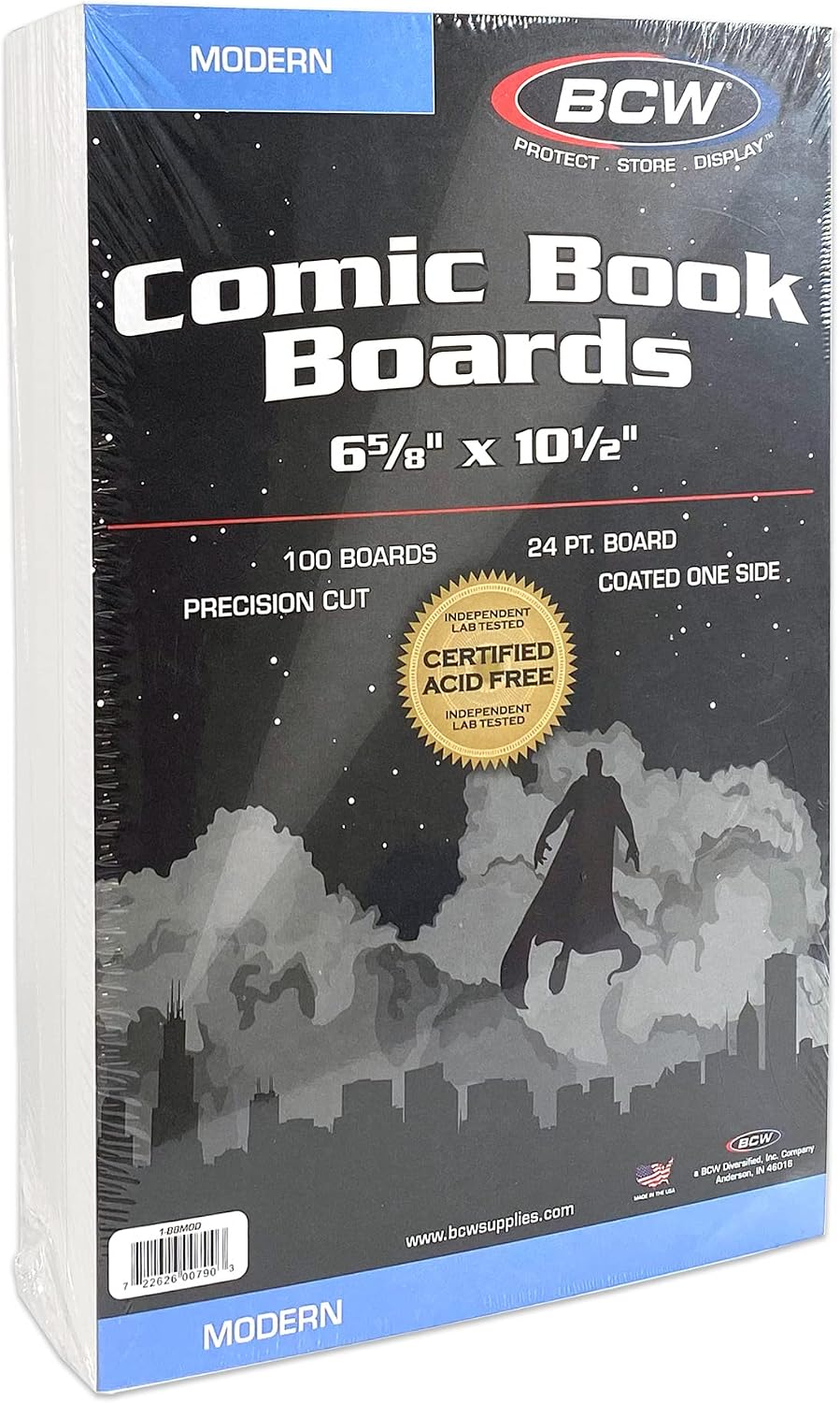 BCW modern comic backing boards front view packaging