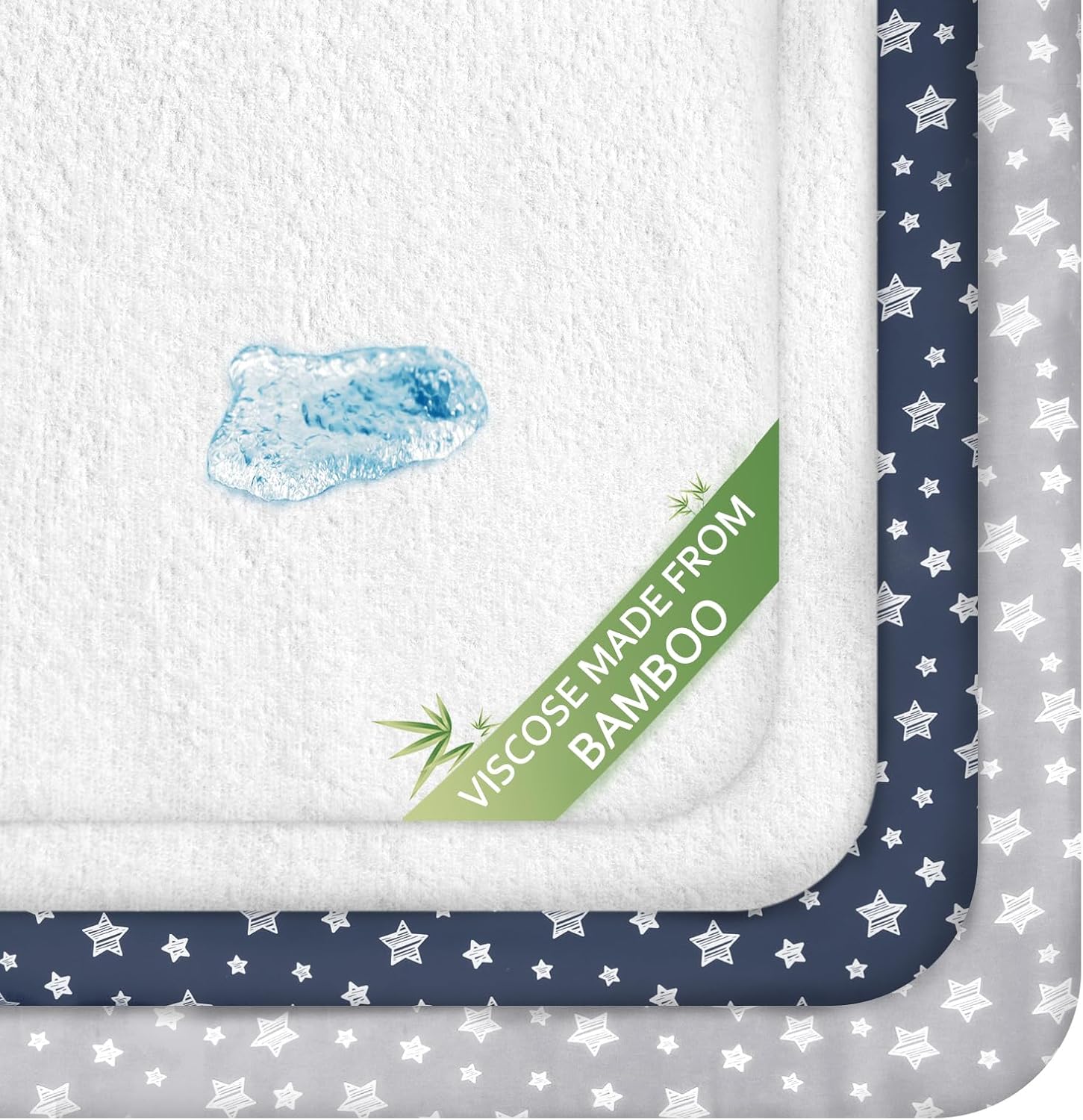 Moonsea 4 pack crib sheets and waterproof mattress protector set front view