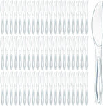 Prestee 100 pack plastic silverware knives front view for catering.