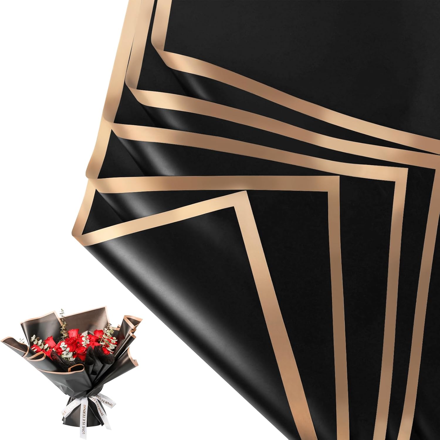 NESCCI Waterproof Flower Wrapping Paper front view of a professionally wrapped floral bouquet