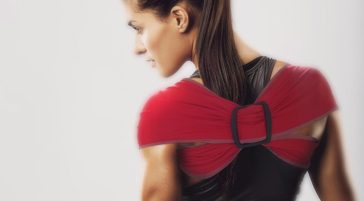EMVANV posture support demonstrated for daily office wear use