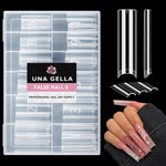 UNA GELLA XXL Square Nail Tips in a clear 120 piece organized storage box