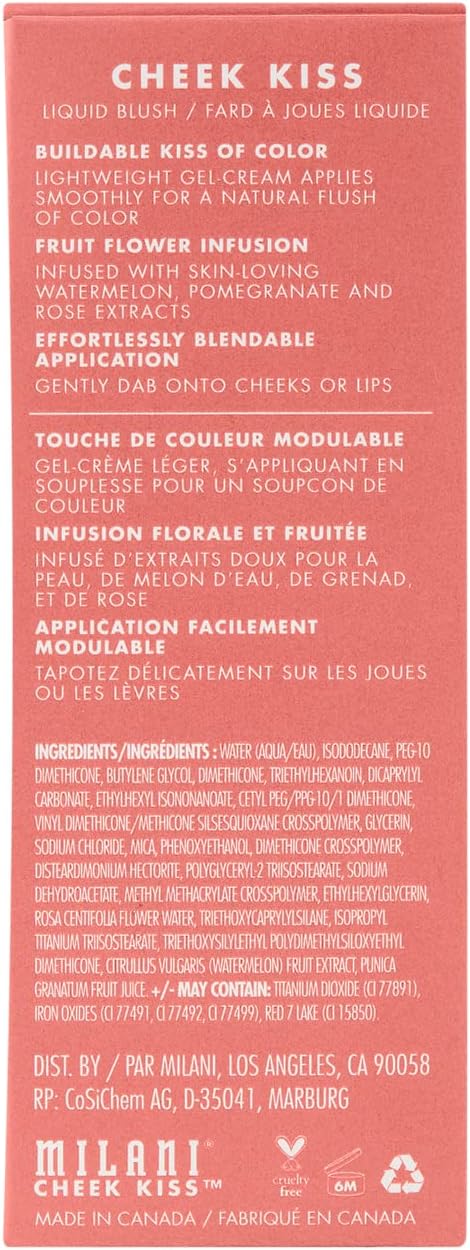 Milani Cheek Kiss Liquid Blush Makeup, Lightweight, Blendable & Buildable for Radiant Flushed Cheeks, Skin-Loving Formula - Pink Flirt - Image 9