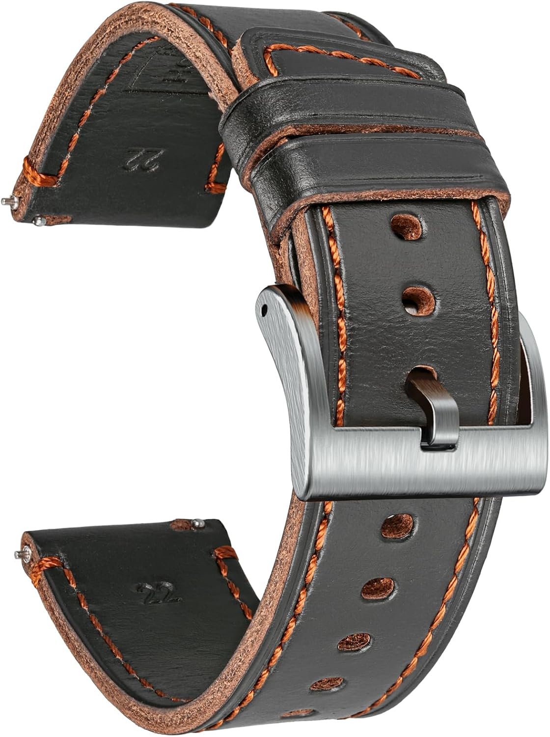 Hemsut H leather watch band front view showcasing vintage texture.