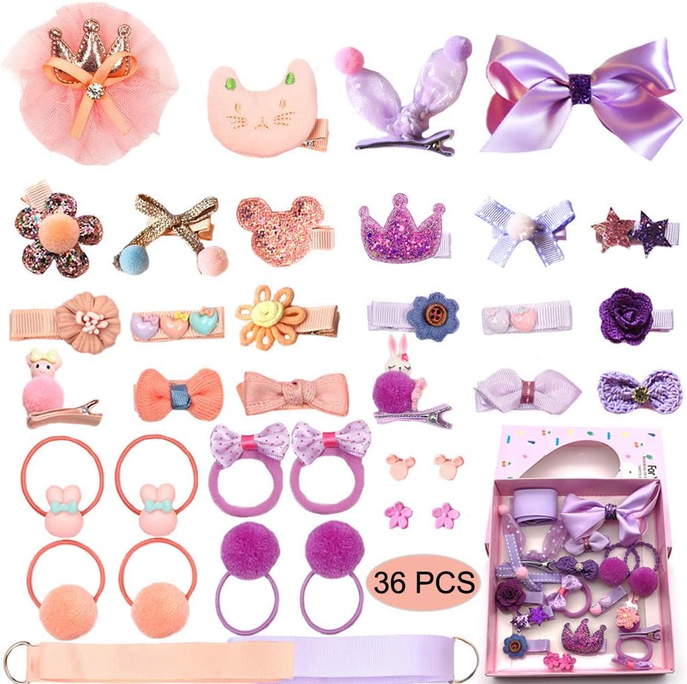 Scettar 36 piece baby girl hair clips and bows set front view
