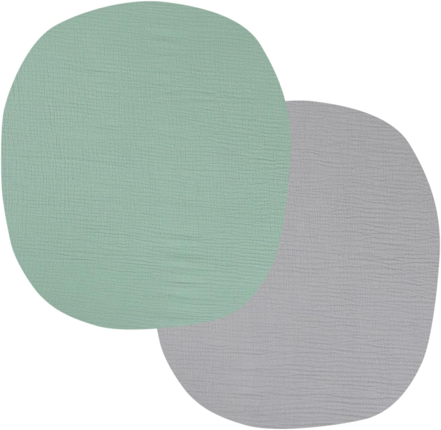 Onacosht muslin bassinet sheets front view in grey and green