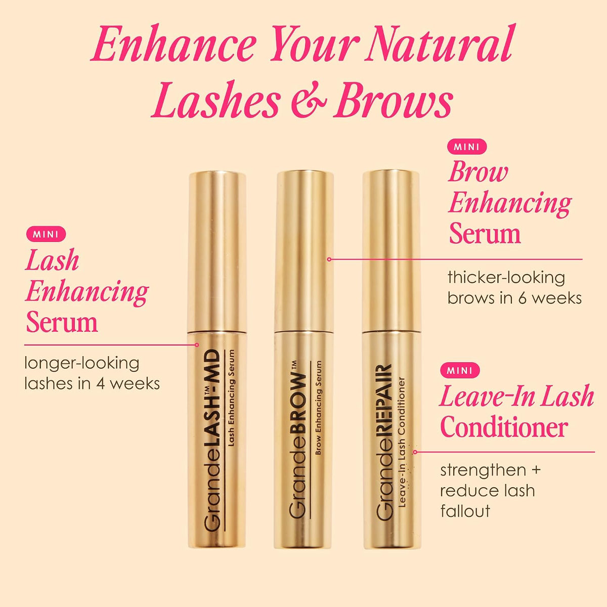 GrandeBROW brow enhancing serum mini tube detail view.