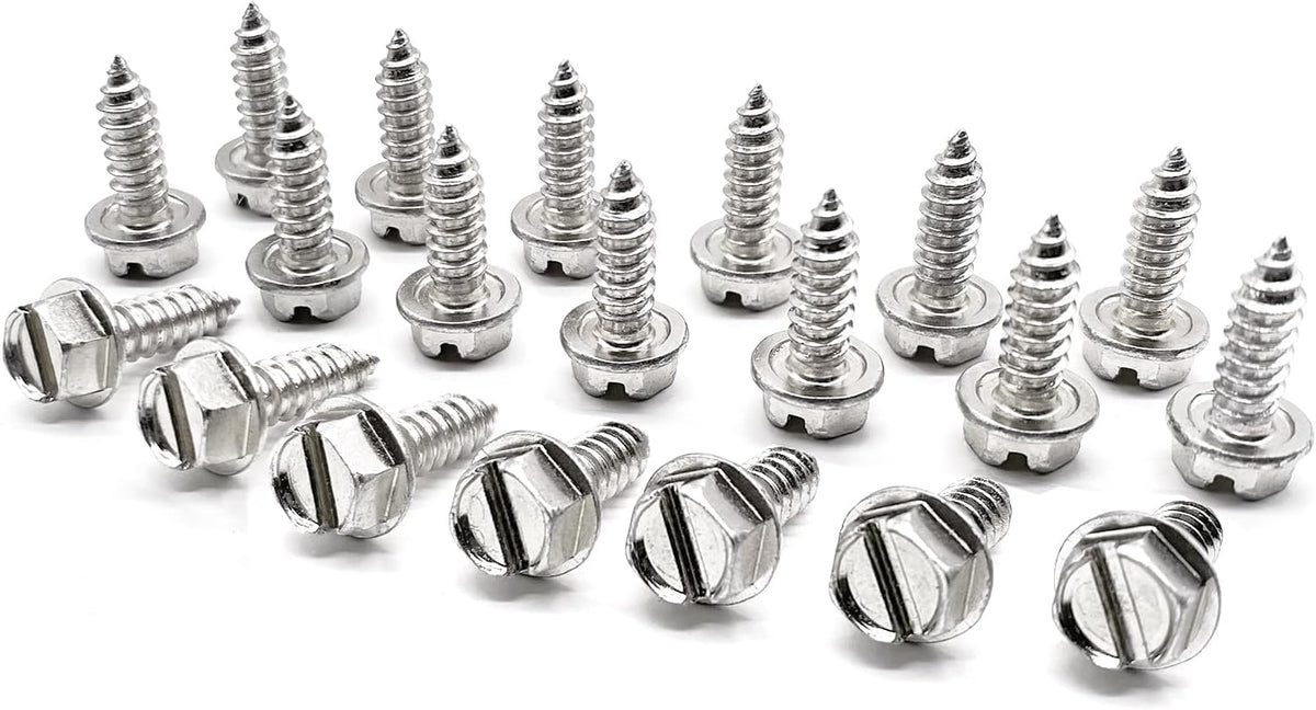 White nylon license plate screw inserts and fasteners packaging.