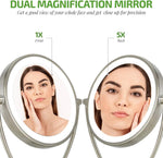 Ovente 9.5 inch vanity mirror showing dual-sided 1x and 5x magnification