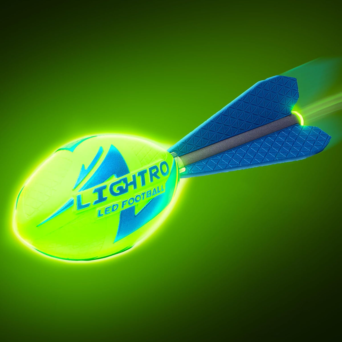 LIGHTRO foam glow in the dark football front view illuminated for night games