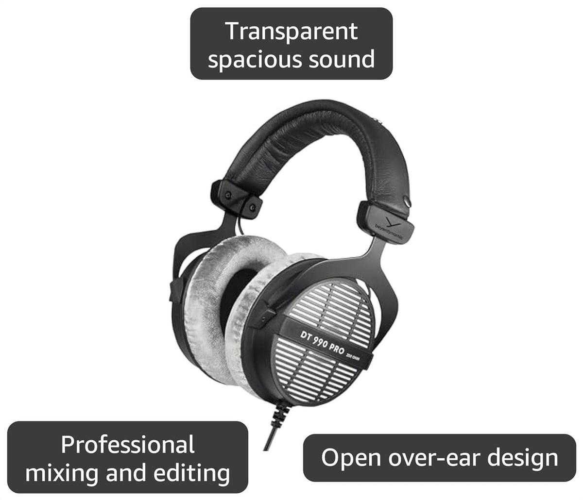 Beyerdynamic DT 990 PRO grey velour ear pads detail