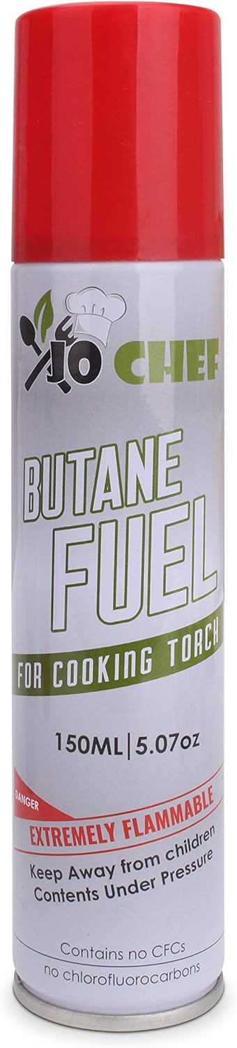 Jo Chef Butane Fuel Refill, 150 ml 5.07 oz, Lighter Butane Fuel Canister, Butane Gas Refill for Kitchen Torch, Lighter, Brûlée Kitchen Blow Torch -1 Can Included - Image 1