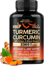 NutraHarmony turmeric curcumin supplement bottle front view wellness