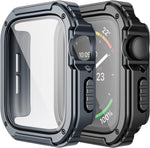 Adepoy 2 Pack Rugged Case Compatible for Apple Watch 45mm Series 9/8/7 with Tempered Glass Screen Protector, Military All Around Hard TPU Protective Cover Case Shockproof Bumper for iWatch Men 45mm - Image 10