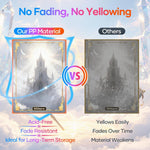 Standard size card protectors holding MTG trading cards