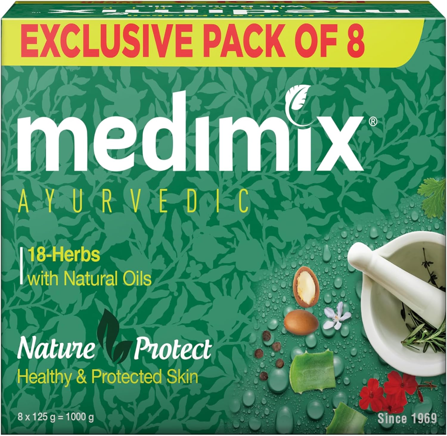 Medimix Ayurvedic Classic 18 Herbs Soap pack of 8 bars front view