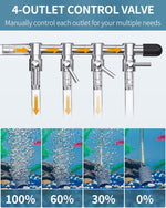Pawfly multi port distributor splitter showing individual silver chromium copper lever valves
