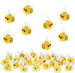 Ymapinc mini wool felt bees front view showing classic yellow and black bumble bee design for craft supplies
