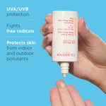 Clarins tinted sunscreen bottle back label and ingredients view