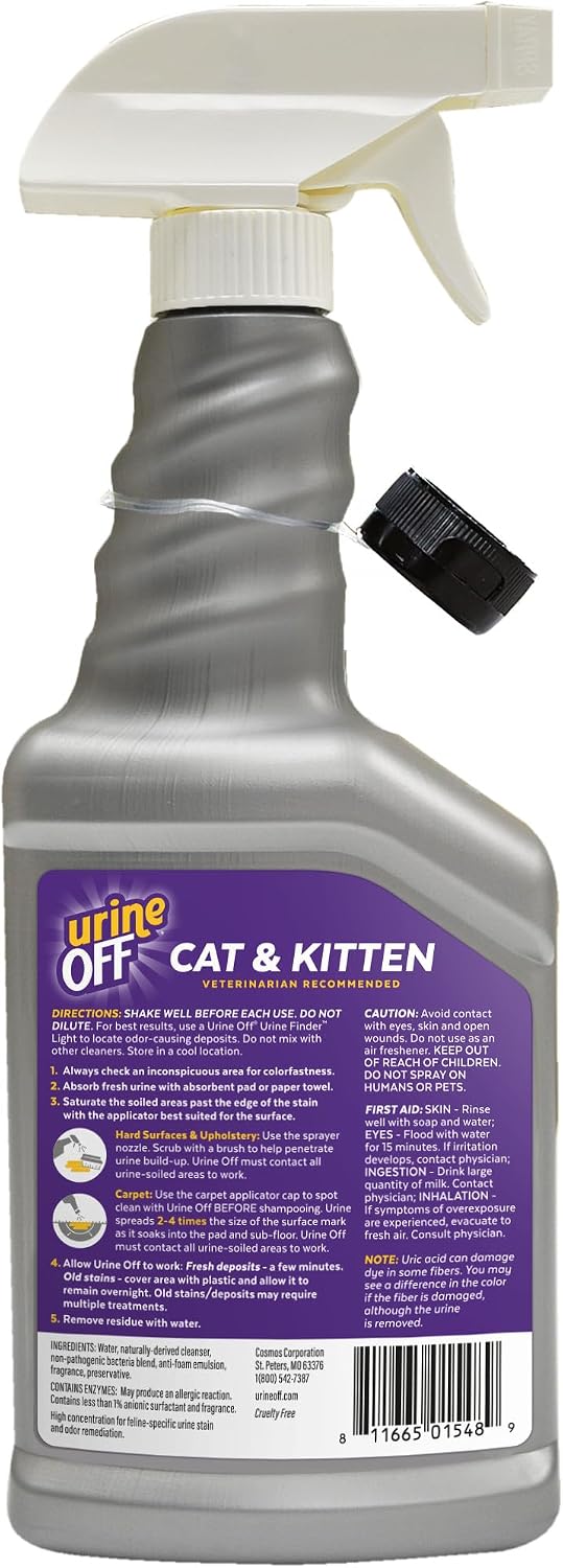 urineOFF Kitten & Cat Odor & Stain Remover | Fresh Scent Carpet Cleaner Spray | Bio Enzymatic Stain & Urine Odor Eliminator | Pet Safe Cleaner | 16.9 oz. - Image 9