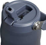 Stanley insulated stainless steel water bottle twenty four ounce showing the built-in straw lid