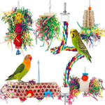Full set of lovyoCoCo bird shredder toys displayed with packaging