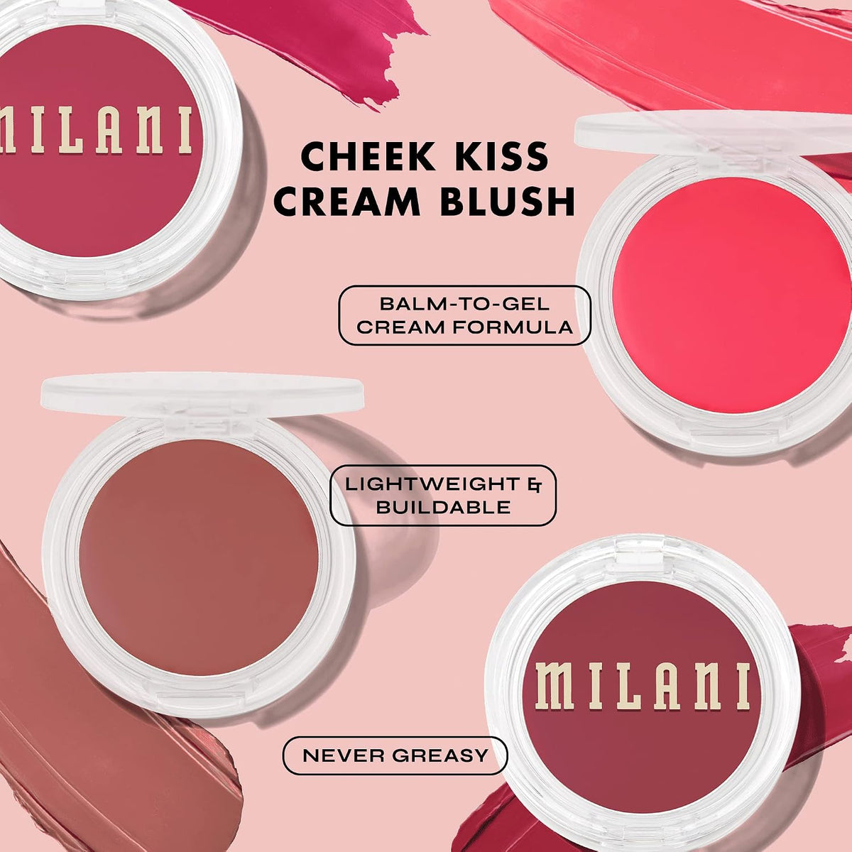 Milani Blushing Berry cream blush packaging showcasing the clean vegan product labeling.