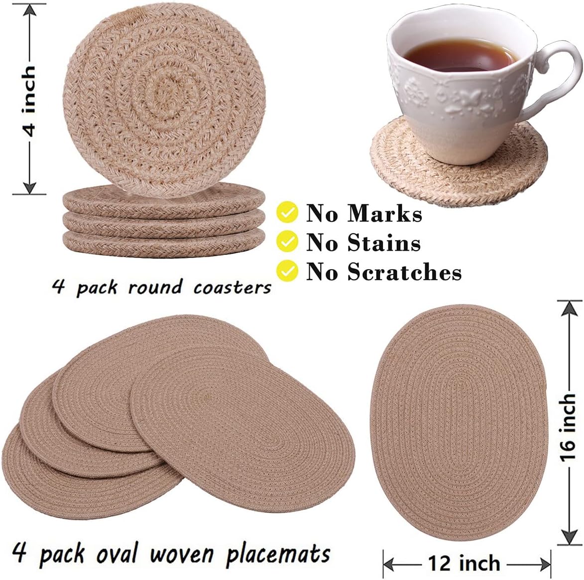 Wenfome braided cotton placemats styled on a dining table