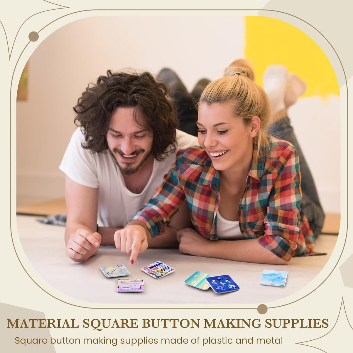 Wavwavw square badge parts arranged to show complete 100 set contents.
